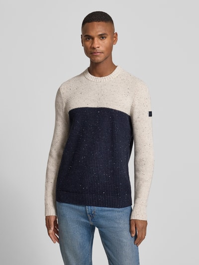 Tom Tailor Regular fit gebreide pullover van katoenmix  Blauw - 4