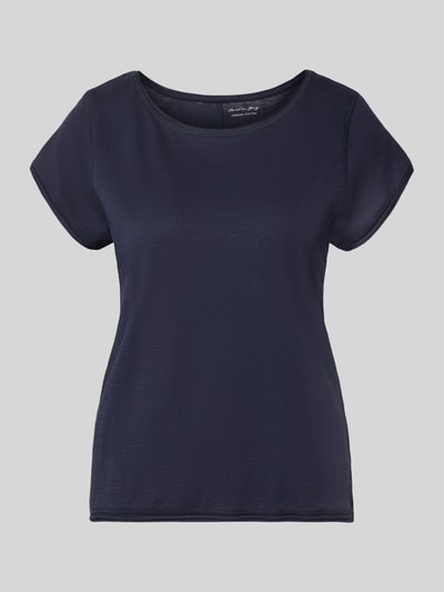 Produktfoto, T-Shirt mit Rundhalsausschnitt von Christian Berg Woman aus Reine Baumwolle, Regular-Fit, Rollsaum, dunkelblau, glatte Textur