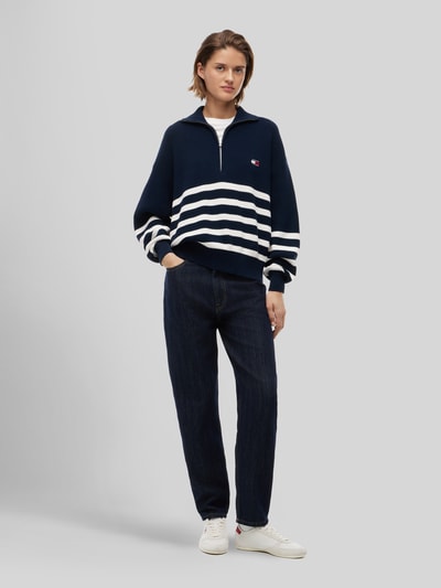 Tommy Jeans Oversize Troyer aus reiner Baumwolle Dunkelblau 1
