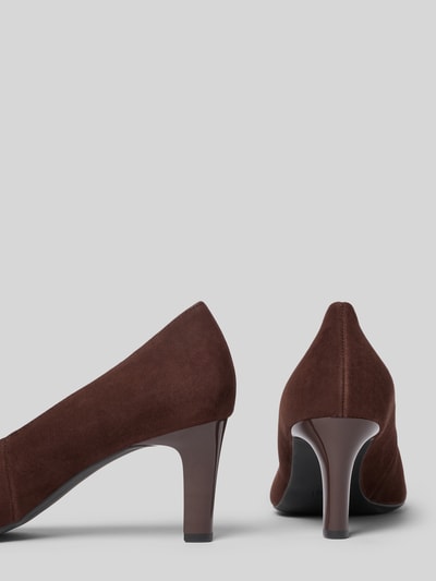 Productfoto, pumps uit echt leer Model 'Penny' van Högl in donkerbruin met naaldhak, hakhoogte 7 cm, schachthoogte 7 cm, schachtbreedte 21 cm