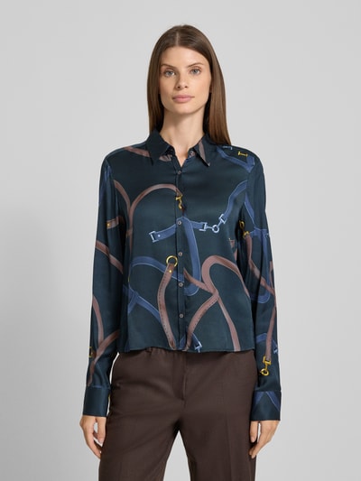 0039 Italy Bluzka koszulowa z listwą guzikową model ‘SIA’ Ciemnoniebieski 4