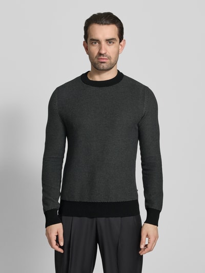 BOSS Regular Fit Strickpullover aus Baumwoll-Schurwoll-Mix Modell 'HESTRO' Black 4