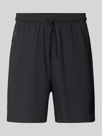 Produktfoto, Regular Fit Shorts mit Tunnelzug von adidas Sportswear, Optik: Unifarben, Passform: Regular-Fit, Logo-Print, Kontraststreifen, elastischer Bundabschluss mit Tunnelzug, seitliche Eingrifftaschen
