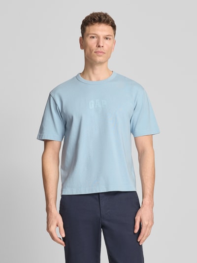 GAP T-Shirt mit Logo und Rundhalsausschnitt Hellblau 4