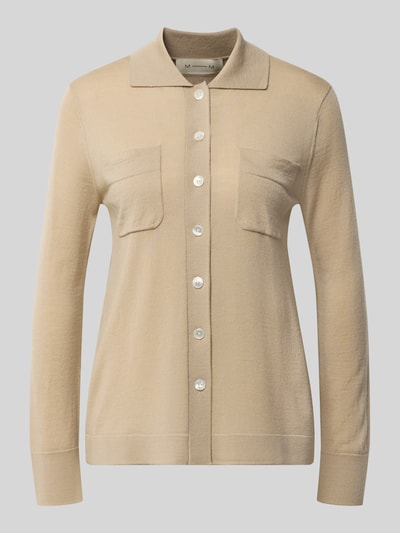 Produktfoto, beiges Wolljacke aus reiner Schurwolle Modell 'DETTO' von MM by Max Mara mit Umlegekragen und Knopfleiste, glatte Textur