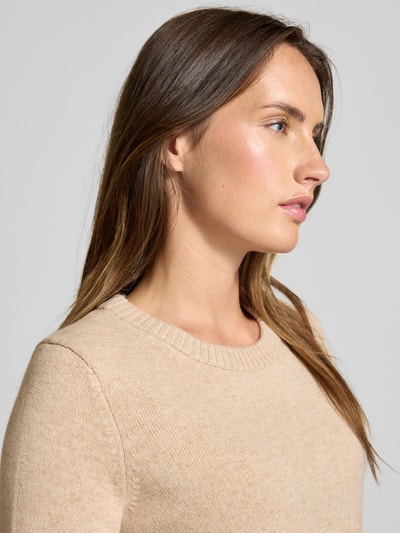 comma Gebreide pullover van wolmix met 1/2-mouwen Zand - 3