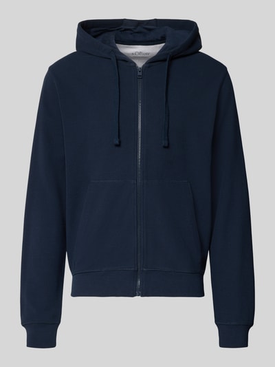 Produktfoto, granatowa bluza rozpinana z bawełny o prostym kroju, gładka tekstura, Relaxed Fit Sweatjacke aus reiner Baumwolle von s.Oliver RED LABEL