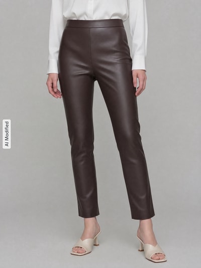 Raffaello Rossi Wide Leg Kunstlederhose aus Viskose-Mix Modell 'MACY' Dunkelbraun 3