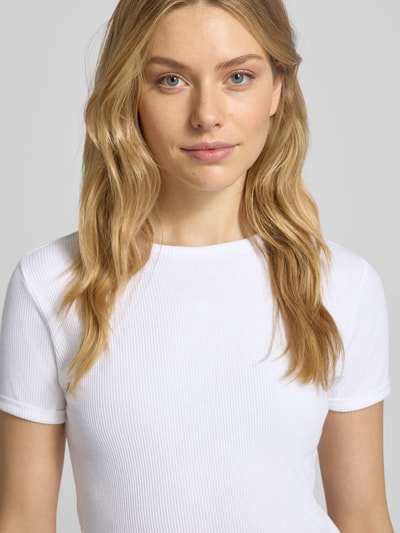 Scotch & Soda Kort T-shirt met geribde ronde hals Wit - 3