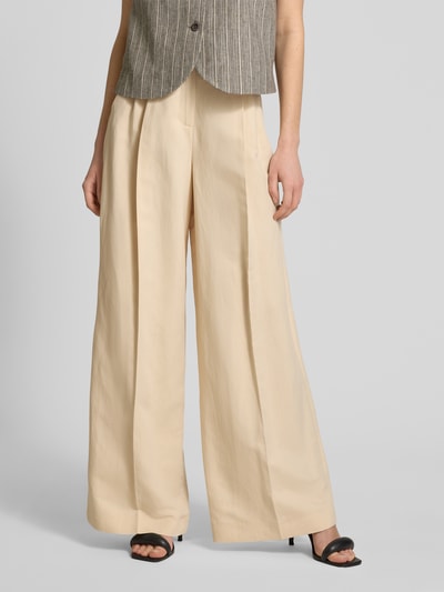 Weekend Max Mara Wide Leg Bundfaltenhose aus Viskose-Leinen-Mix Modell 'VELIERO' Offwhite 4