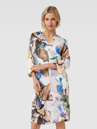 Toni Dress Knielange jurk met all-over print, model 'MALI' Wit - 4