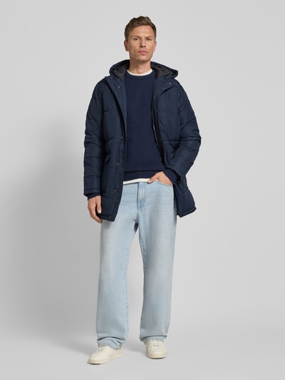 Blend Gewatteerde lange jas met klepzakken, model 'ONLGABI' Donkerblauw - 1