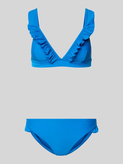 Produktfoto, Bikini-Set mit Rüschen Modell 'BOBBY' von Shiwi in leuchtendem Blau, glatte Textur, körpernahe Passform, Material-Mix