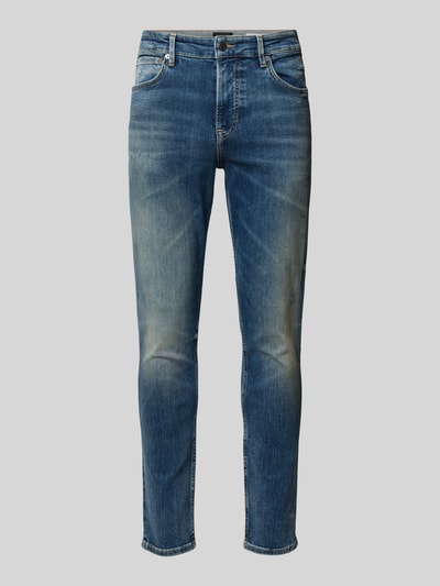 Produktfoto, blauwe slim fit jeans met licht gewassen effect en rechte pijpen, Slim Fit Jeans aus Baumwoll-Mix Modell 'ONYX' van BOSS Orange