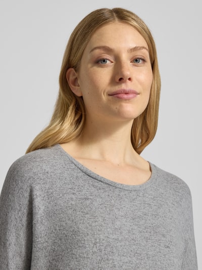 Soyaconcept Sweatshirt met geribde ronde hals, model 'Biara' Middengrijs gemêleerd - 3