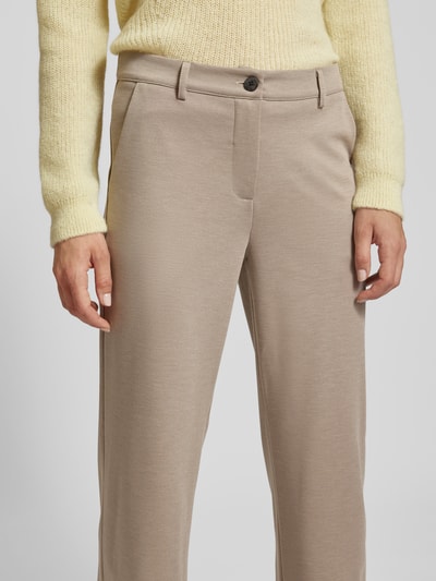 FREE/QUENT Straight leg stoffen broek met paspelzakken, model 'Nanni' Taupe gemêleerd - 3