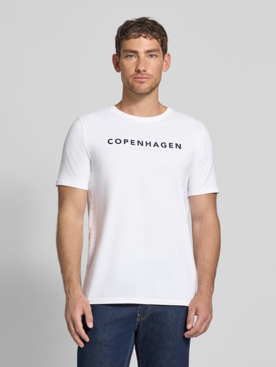 Lindbergh T-shirt met labelprint, model 'Copenhagen' Wit - 4