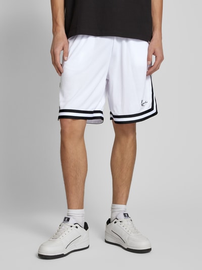 KARL KANI Baggy Fit Shorts mit Strukturmuster Weiss 4