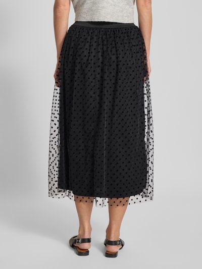 Vero Moda Ausgestellter Midi-Rock mit semitransparenten Oberrock Modell 'NETHA' Black 5