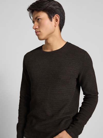 Jack & Jones Gebreide pullover met ronde hals, model 'GEORGE' Donkerbruin - 3