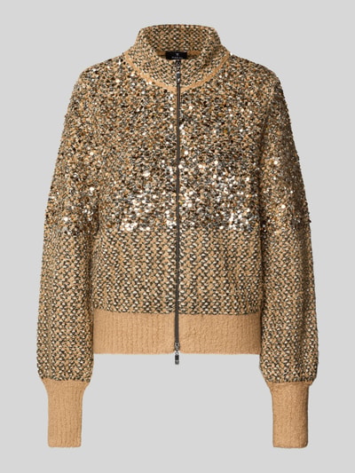 monari Loose Fit Strickjacke mit Woll-Anteil Hellbraun 2