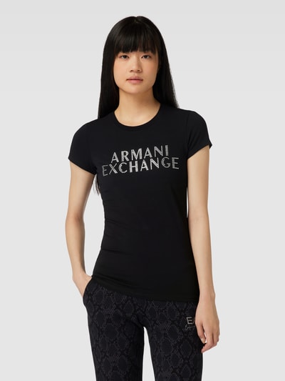 ARMANI EXCHANGE T-Shirt mit Strasssteinbesatz Black 4