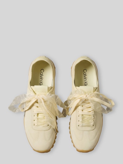 CK Calvin Klein Sneaker aus Veloursleder mit zwei Schnürsenkeln Beige 3