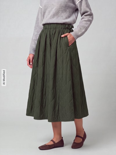 Weekend Max Mara Maxi-Rock mit seitlichen Eingrifftaschen Modell 'WKDBRIOSE' Khaki 4