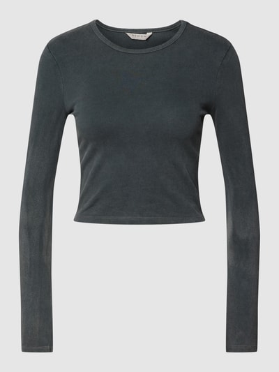 REVIEW Crop Top mit geripptem Rundhalsausschnitt Anthrazit 2