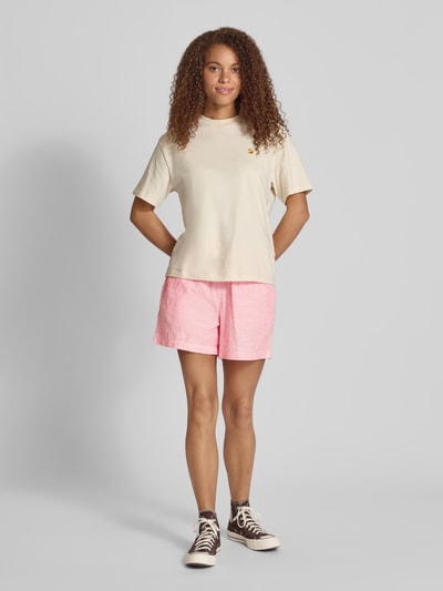 Pieces Loose Fit Shorts aus Baumwoll-Leinen-Mix Modell 'APIA' Rosa 1