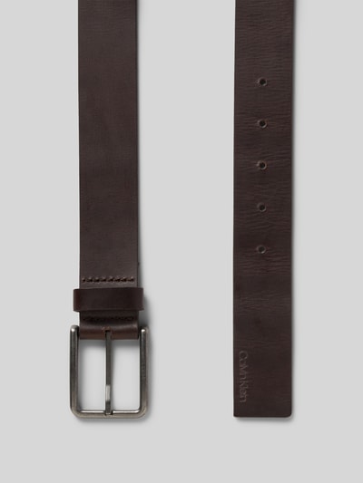 CK Calvin Klein Leren riem met doornsluiting, model 'WARMTH BUCKLE' Donkerbruin - 3