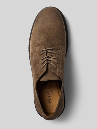 Produktfoto, Schnürschuhe aus echtem Veloursleder Modell 'RONY 9' von Marc O'Polo, braun, glatte Oberfläche, strukturierte Sohle, Herren Schnürschuhe