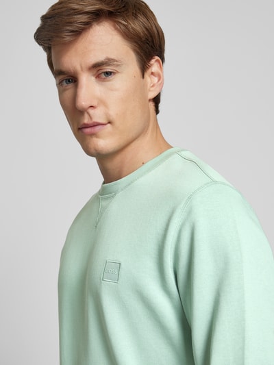 BOSS Orange Sweatshirt met labelpatch, model 'Westart' Lichtgroen - 3