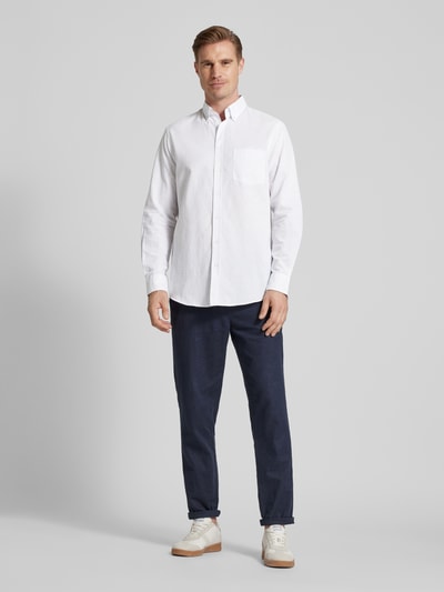 Christian Berg Men Freizeithemd mit Button-Down-Kragen und Streifenmuster Weiss 1