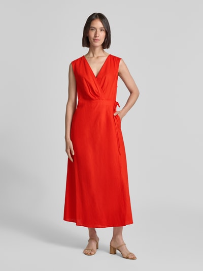 GUIDO MARIA KRETSCHMER WOMAN Wickelkleid aus Leinen-Mix mit V-Ausschnitt Modell 'GINA' Hellrot 4