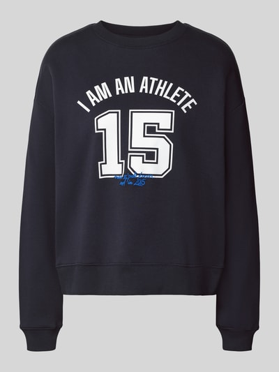 Produktfoto, Relaxed Fit Sweatshirt aus reiner Baumwolle von Marc O'Polo Denim, Optik: Unifarben, Motiv-Print, Label-Stitching-Applikation, Rundhals, Langarm, Sweat, reine Baumwolle, Rumpfabschluss und Ärmelabschluss gerippt