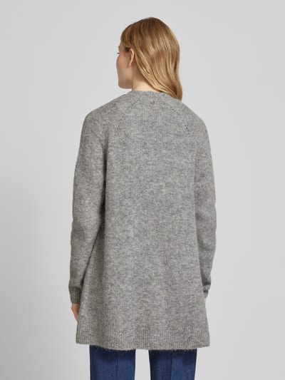 MOS MOSH Longcardigan mit gerippten Abschlüssen Modell 'THORA' Mittelgrau Melange 5