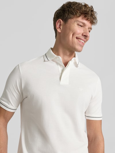 Emporio Armani Slim Fit Poloshirt mit Label-Stitching Offwhite 3