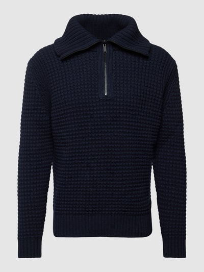 BOSS Orange Gebreide pullover met schipperskraag, model 'Atakos' Blauw - 1