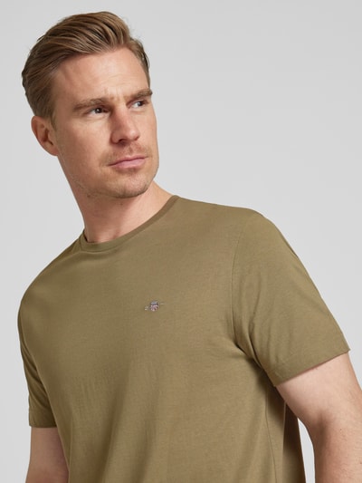 Gant Regular Fit T-Shirt in Melange-Optik Oliv 3