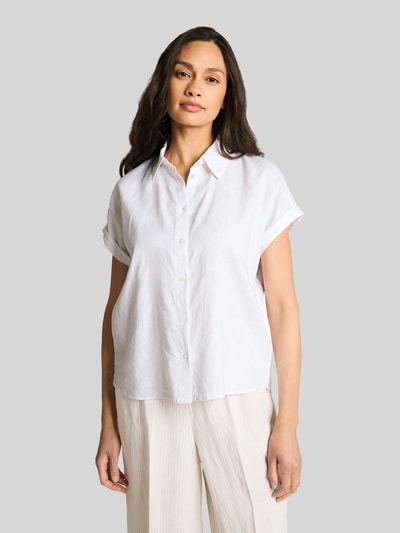 Tom Tailor Loose Fit Bluse aus Leinen-Viskose-Mix Weiss 4