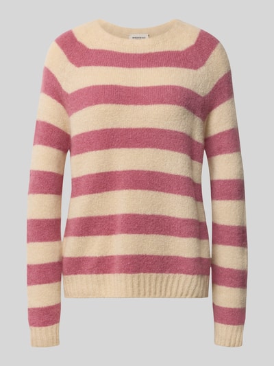 Produktfoto, beige en roze gestreepte regular fit pullover van alpacamix model 'GHIACCI' van Weekend Max Mara Dames, zachte textuur