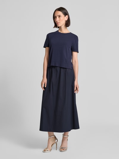 ROBE LÉGÈRE Midirock mit gelegten Falten Marine 1