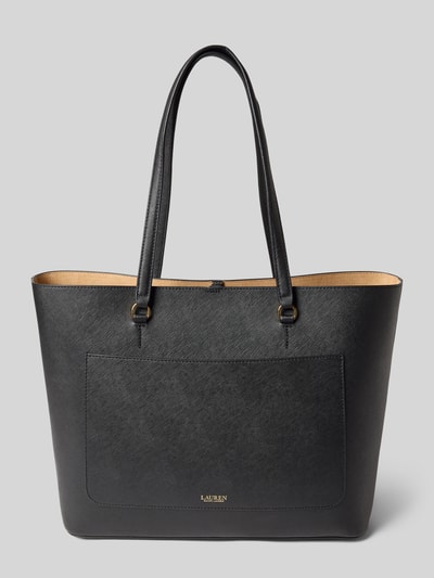Lauren Ralph Lauren Tote bag van runderleer met labelapplicatie, model 'KARLY' Zwart - 4