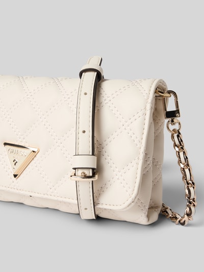 Guess Clutch mit Steppnähten und Label-Applikation Modell 'GIULLY II' Ecru 3