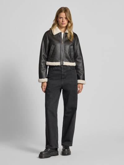 Only Regular fit jack in leerlook, model 'BETTY' Zwart - 1