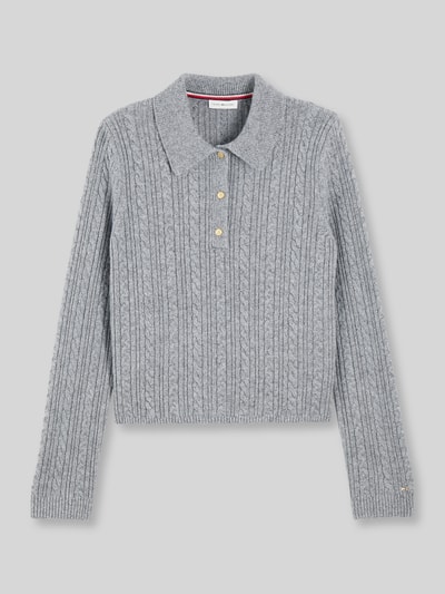 Tommy Hilfiger Poloshirt aus Woll-Mix mit Seide-Anteil Dunkelgrau 2