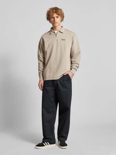 Pegador Oversized Poloshirt mit Label-Stitching Modell 'SIGNAR TERRY' Taupe 1