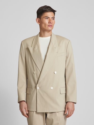 BOSS Oversized colbert met dubbele knoopsluiting, model 'Boss' Beige - 4