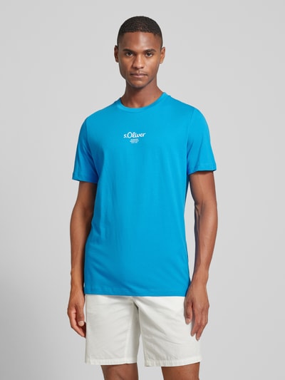 s.Oliver RED LABEL T-shirt met labelprint Oceaanblauw - 4